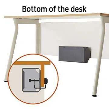TAP-UP Cable Box, Desk Mounted Cable Management Box, Cord Organizer - Easy to Install Without Drilling Any Holes to Your Desk (Grey)