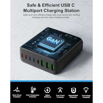 500W USB C Charger Block, 8-Port Fast Charging Station
