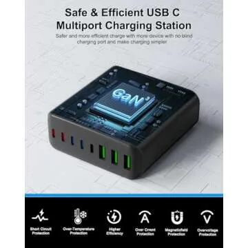 500W USB C Charger Block, 8-Port Fast Charging Station