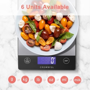 CROWNFUL Rechargeable Food Scale - Premium Stainless Steel
