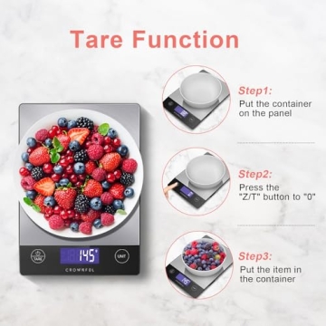 CROWNFUL Rechargeable Food Scale - Premium Stainless Steel