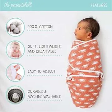 The Peanutshell Baby Swaddle Blankets Set of 3 - Swaddles Baby Boy Sleep Sack for Newborn, Baby Swad...