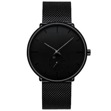 Mens Watches Ultra-thin Minimalist Waterproof-Fashion Wrist Watch for Men Unisex Dress with Stainles...
