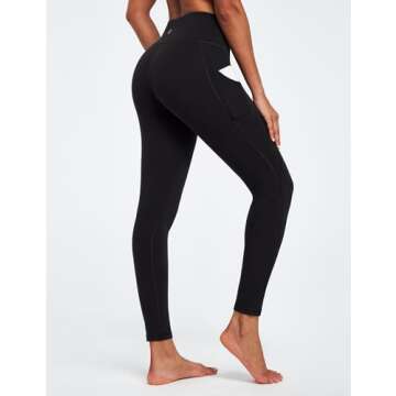 Ewedoos Fleece Lined Leggings with Pockets for Women Thermal Warm Winter Leggings for Women High Waisted Workout Yoga Pants New Black