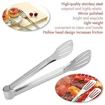 Serving Tongs Kitchen Tongs,Buffet Tongs, Stainless Steel Food Tong Serving Tong,9 inch（4 Pack)