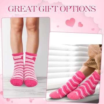 Cozy Croknit Valentine's Fuzzy Socks for Women - 12 Pairs
