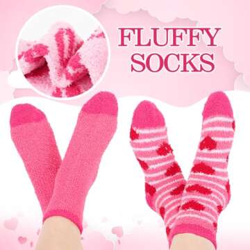 Cozy Croknit Valentine's Fuzzy Socks for Women - 12 Pairs