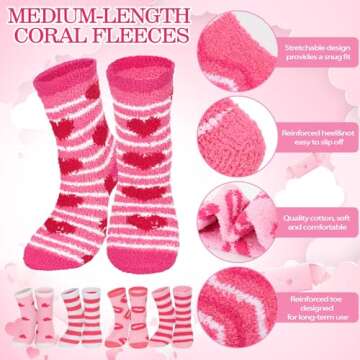 Cozy Croknit Valentine's Fuzzy Socks for Women - 12 Pairs