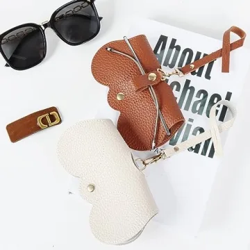 Portable Soft Leather Sunglasses Bag with Keychain Hook