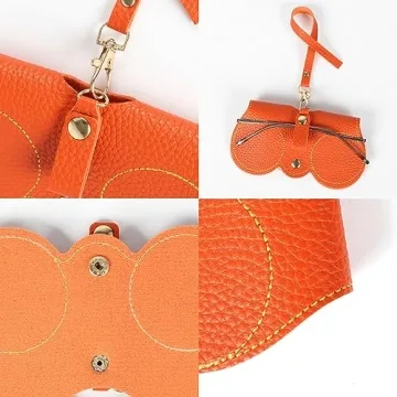 Portable Soft Leather Sunglasses Bag with Keychain Hook