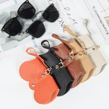 Portable Soft Leather Sunglasses Bag with Keychain Hook