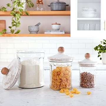 Mud Pie Glass Canister Set for Stylish Kitchen Storage