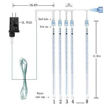 Halloween Decorations Outside, Kwaiffeo Waterproof Orange Meteor Shower Lights for Halloween Decorations Outdoor, 8-Tube Falling Rain Lights for Fall Decor Autumn Decoration Thanksgiving Yard, UL Plug