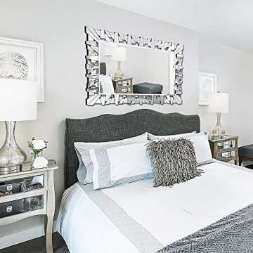 Autdot Decorative Mirror for Living Room Decor, 36" x 24" Rectangular Wall Mirror with Glass Beveled Edge, Modern Large Entryway Mirror