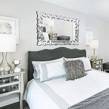 Autdot Decorative Mirror for Living Room Decor, 36" x 24" Rectangular Wall Mirror with Glass Beveled Edge, Modern Large Entryway Mirror