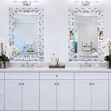 Autdot Decorative Mirror for Living Room Decor, 36" x 24" Rectangular Wall Mirror with Glass Beveled Edge, Modern Large Entryway Mirror