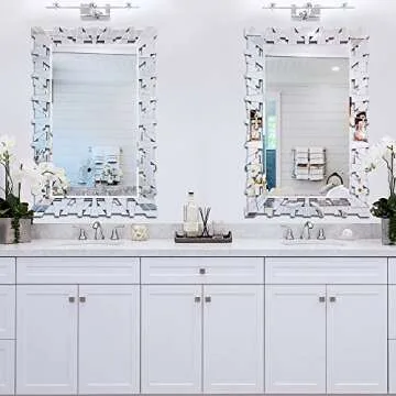 Autdot Decorative Mirror for Living Room Decor, 36" x 24" Rectangular Wall Mirror with Glass Beveled Edge, Modern Large Entryway Mirror