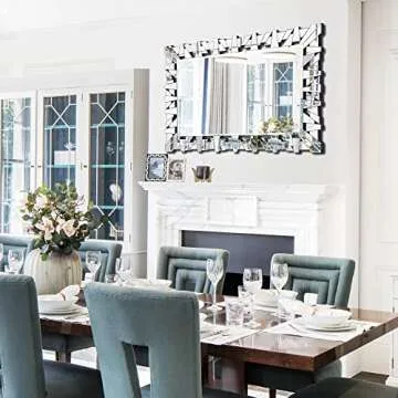 Autdot Decorative Mirror for Living Room Decor, 36" x 24" Rectangular Wall Mirror with Glass Beveled Edge, Modern Large Entryway Mirror