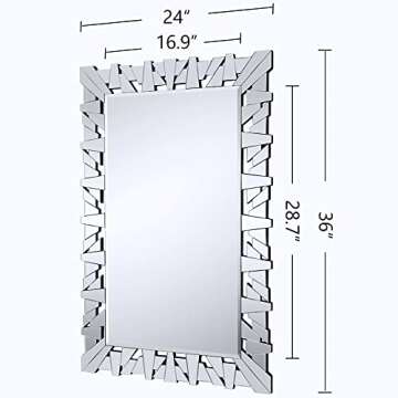 Autdot Decorative Mirror for Living Room Decor, 36" x 24" Rectangular Wall Mirror with Glass Beveled Edge, Modern Large Entryway Mirror