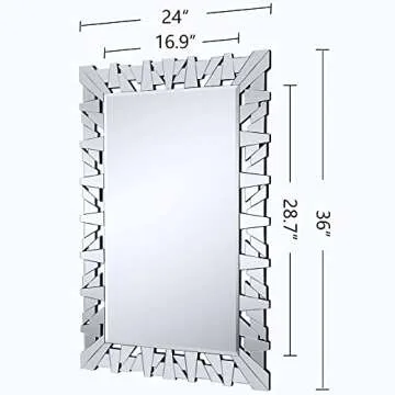 Autdot Decorative Mirror for Living Room Decor, 36" x 24" Rectangular Wall Mirror with Glass Beveled Edge, Modern Large Entryway Mirror