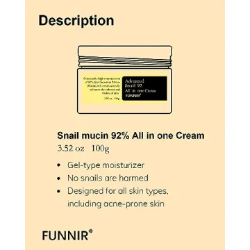 FUNNIR Snail Mucin 92% Repair Cream for Hydrated Skin