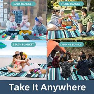 ZAZE Large 80x80 Picnic Blankets for Outdoor Fun