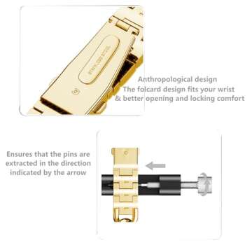 Kolgios Gold Fashion Women Cool Chain 38/40/41mm Smartwatch Bands Compatible for Apple Watch Bands Series 9/8/7/6/SE/5 Durable Replacement Bracelet for Iwatch S9/8/SE Women Gift