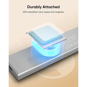 Under Cabinet Lighting,12 Inches Rechargeable Under Cabinet Lights Wireless Closet Light Battery Operated, 2200 mAh Motion Sensor Light Indoor, 6000K Dimmable Led Lights for Kitchen