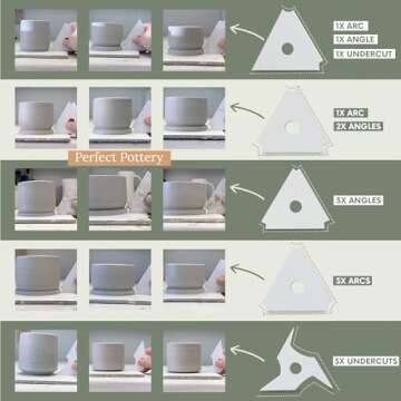 OUTPOST POTTERY Profile Ribs - Precision Pottery Rib Tools Made W/Durable PLA for Consistent Shapes, Floating Designs & Accurate Craft - Texture & Trimming Tools (Good Foot Bundle)