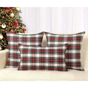 Christmas Tartan Throw Pillow Covers Set of 2