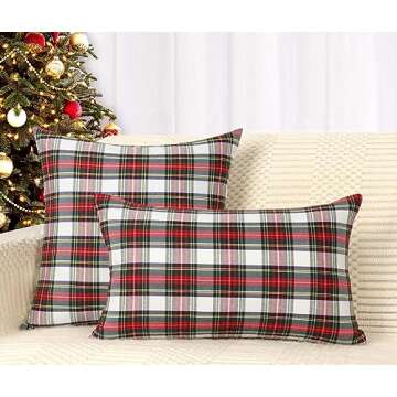 Christmas Tartan Throw Pillow Covers Set of 2