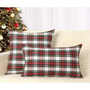 Christmas Tartan Throw Pillow Covers Set of 2