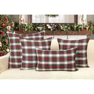 Christmas Tartan Throw Pillow Covers Set of 2