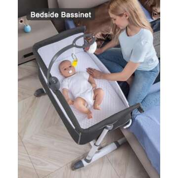 Yacul Baby Bassinet with Music Box and Wheels for Infants