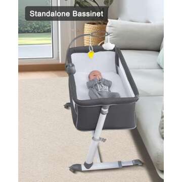 Yacul Baby Bassinet with Music Box and Wheels for Infants