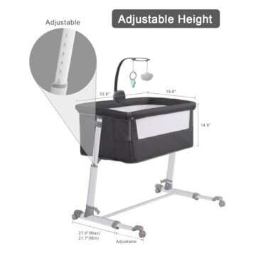 Yacul Baby Bassinet with Music Box and Wheels for Infants