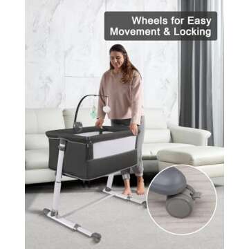 Yacul Baby Bassinet with Music Box and Wheels for Infants