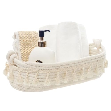 Boho Cotton Rope Storage Basket Handmade Home Decor