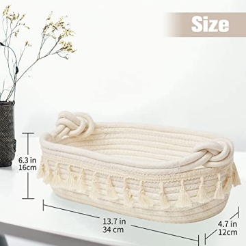 Boho Cotton Rope Storage Basket Handmade Home Decor
