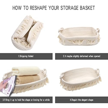 Boho Cotton Rope Storage Basket Handmade Home Decor