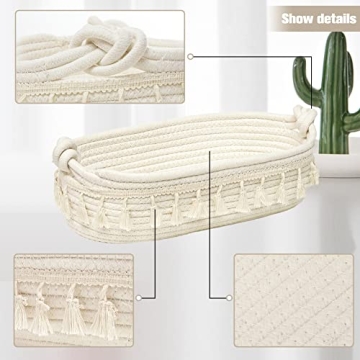 Boho Cotton Rope Storage Basket Handmade Home Decor