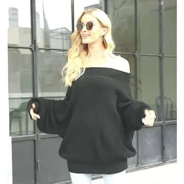 GOLDSTITCH Off Shoulder Oversized Sweater for Women