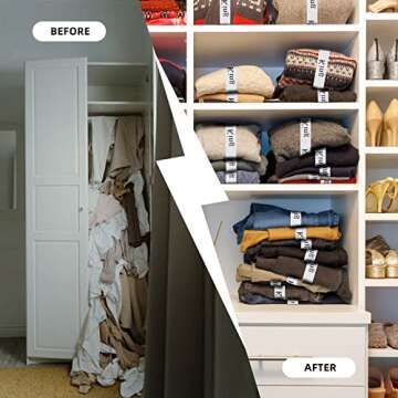 QoeCycth 4PCS Bed Sheet Organizer Bands, Storage Labels and Sheet Keepers for Linen Closet - Elastic...