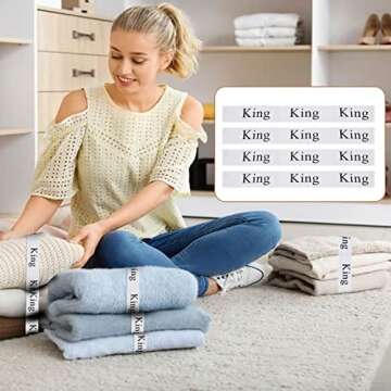 QoeCycth 4PCS Bed Sheet Organizer Bands, Storage Labels and Sheet Keepers for Linen Closet - Elastic Bedding Straps for Foldable Bedsheet, Pillow Case, Duvet (King)