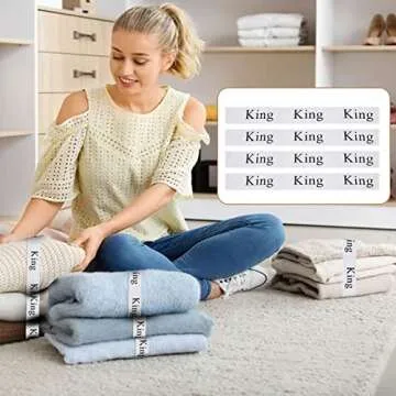 QoeCycth 4PCS Bed Sheet Organizer Bands, Storage Labels and Sheet Keepers for Linen Closet - Elastic Bedding Straps for Foldable Bedsheet, Pillow Case, Duvet (King)