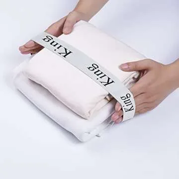 QoeCycth 4PCS Bed Sheet Organizer Bands, Storage Labels and Sheet Keepers for Linen Closet - Elastic Bedding Straps for Foldable Bedsheet, Pillow Case, Duvet (King)