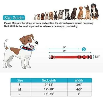 Reflective Dog Collar and Leash Set with Safety Locking Buckle Nylon Pet Collars Adjustable for Small Medium Large Dogs 3 Sizes(Red&S)