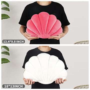 Yi-gog Seashell Pillow Sea Shaped Decorative Princess Throw Pillow 3D Velvet Soft Ocean Cute Throw Pillows for Bed Couch Chair Sofa Room 18 X 13 inch