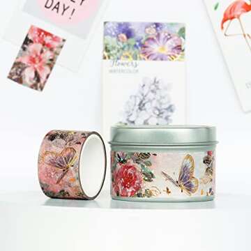 LUHIMO Floral Washi Tape - Gorgeous Decorative Gold Foil