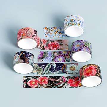 LUHIMO Floral Washi Tape - Gorgeous Decorative Gold Foil